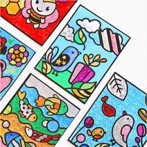 [ABC문구] 민화 포일 아트 세트 만들기 꾸미기 팝아트 동물 캐릭터 크리스마스, 3. 동물캐릭터 포일아트 (곰), 1개
