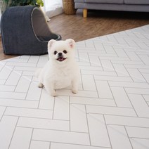 휴팡 양면 6T 폴딩형 강아지매트[미끄럼방지 슬개골보호 애견매트] 대형 110x220cm 헤링본화이트