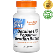 닥터스베스트 베타인 Betaine HCI 펩신 Pepsin & Gentian Bitters 120정, 120 개