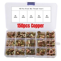 리베팅 충전 리벳건 둥근머리 리벳 150 pcs 너트 키트 m3m4m5m6m8 너트 건 + 5 pcs 너트 맨드릴 수리 도구 건 납작머리 나사 스레드 인서트, 분명한