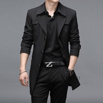 [Myshe]남성용 봄 가을 트렌치 코트 슬림핏 하프기장 코트 SevenFEI823FY1