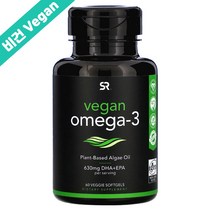SR 스포츠 리서치 비건 식물성 마린 오메가3 60 베지 소프트젤 해조류 DHA EPA 630mg NonGMO 글루텐프리 오마비