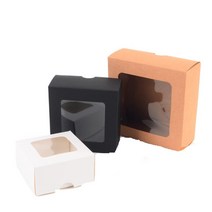 30p 단체주문 샌드위치 도시락용 투명창 종이박스 내복 가족행사 수건선물 컵케이크 포장, 1개, 대 - 화이트