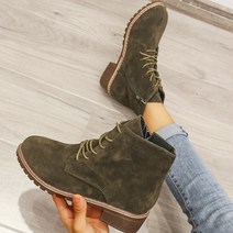 부드러운 스웨이드 지퍼 여성 캐주얼 패션 구두 부츠 신발 워커 블랙 브라운 굽 4cm