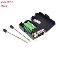 1PCS VGA VGA15 DB15 15PIN 3 행 남성 플러그 커넥터 블랙 쉘 D-SUB 와이어 케이블 무료 솔더 diy와 스크류 터미널 어댑터, 단일옵션