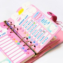 6공 다이어리 A6 속지 토끼 곰돌이 동물 예쁜 내지 레인보우 캐릭터 레빗 큐티 리필, Q_베어투두리스트