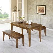 [로드퍼니처] 아카시아 원목 식탁세트 /4인용/6인용, 아카시아 4인용 벤치식탁세트(벤치2)