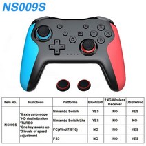 퐁고샵투명 무선 컨트롤러 블루투스 닌텐도 스위치 프로 PC PS3 TV 박스 조이스틱 LED 야광운 지연 없는 2, 02 With Box, 01 NS009S Classic