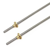 2pcs 500mm Tr8X8 Lead Screw with T8 Brass Nut for 3D Printer Machine Z Axis(Acme Thread 2mm Pitch, 500mm_8mm 리드