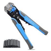 UWAYKEY 다기능 자동 와이어 스트리퍼 펜치 127피스 열 수축 튜브 20.3cm(8인치) 블루 스트리핑 범위 10-24AWG 압착 4-22AWG 와이어 커터 기능 포