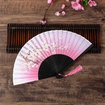 전통 부채 수공예 접이식 동양화 대나무 복사꽃 꽃 선물 휴대, 상세페이지 참조, 상세페이지 참조