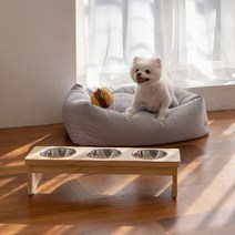 1300K 리빙숲 마리 강아지 고양이 식기 3구 스텐식기포함