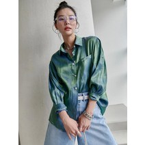샤틴블라우스 여행룩 상큼한 오로라 여대생 파티 여성스러운 긴팔 라이트닝 소개팅 홀로그램