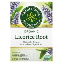 트레디셔널 메디시널스 Traditional Medicinals 감초 뿌리 카페인 무함유 티백 16개입 24g(0.85oz)