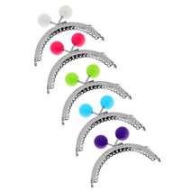 DIY 지갑 핸드백 핸들 동전 가방 금속 구슬 걸쇠 잠금 프레임 8.5cm 봉제 구멍과 설치가 쉽고 5 조각, 철, 멀티 컬러