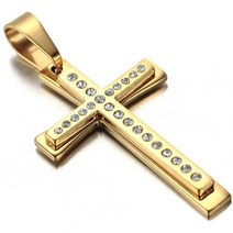 Dragon 티타늄 스틸 펜던트 목걸이 스테인레스 남성 2 층 다이아몬드 크로스 골드