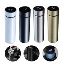 LED 온도표시 스텐 텀블러 다용도 차량용 보냉 보온병 500ml 1+1, 화이트, 화이트