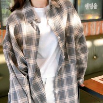 (5col) 아보카토 아사면 큰사이즈 오버핏 퍼프소매 간절기 외투형 체크남방