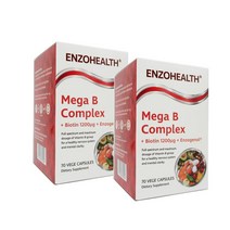 엔조헬스 메가B 콤플렉스 비타민B 비오틴 엔조제놀 엽산 이노시톨 비타민씨 70정 Enzo Health Mega B Complex Biotin Enzogenol, 2개