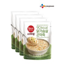 CJ죽 비비고죽/햇반 소프트밀 닭가슴살 곤약죽 180g /90cal x 4개