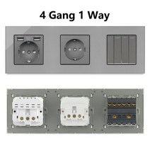 디자인 멀티탭 eu ru power socket with usb type c 벽 소켓 with usb c 스위치 rj45 rj11, 4 갱 1 웨이, 2 소켓 2 USB