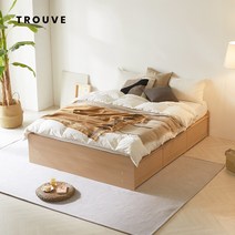 트루베퍼니처 누보 무헤드 빅서랍 수납침대 프레임 Q, 오크+그레이