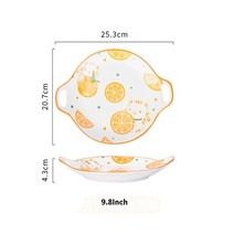 북유럽 스타일 디너 접시와 요리 오렌지 홈 세라믹 식기 국수 그릇 베이킹 트 만두 접시, [12] 9.8In Binaural Disc