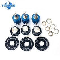 3590s 10k 멀티 턴 가변 전위차계 키트 권선 저항 2w 3590s-2-103l 500 1k 2k 5k 20k 50k 100k 옴 + 노브 캡, 500옴
