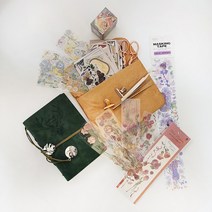 빈티지 다꾸 스티커 스타트패키지세트 다이어리 타이벡파우치 세트, 다이어리 핑크 스타터세트