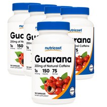 뉴트리코스트 Nutricost 과라나 1000mg 150캡슐, 5팩