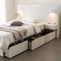 [5만원 즉시할인][스칸디아]에센셜 템바보드 호텔 슈퍼싱글 수납침대 + 40T 독립 포켓 매트리스 포함, 화이트