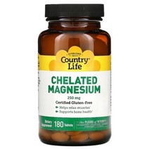 Country Life 킬레이티드 마그네슘 250mg 타블렛, 180정, 3개