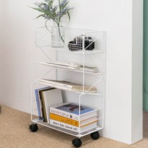 이동식책꽂이 북카트 북트레일러 스탠드선반, 화이트