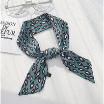 스캡터 쉬폰스카프 쁘띠 호피무늬 실크 리본 머플러 가방 트윌리스카프