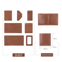 원데이클래스 가죽공방 카드지갑만들기 diy 손 바느질 남자 짧은 지갑 클립 액세서리 소가죽 지갑 diy 바느질 재료 가방 가죽 공예 도구 세트, 연한 갈색