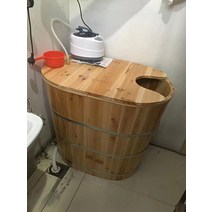 나무 목욕 작은 가정용 전신 성인 반신욕조 반신욕기 욕조 1인 간이 반신욕 가정용사우나, 길이 100 x 폭 58 x 높은 커버 70