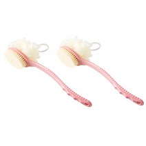 SI 양면 바디 브러쉬 앤 샤워볼, 핑크, 2개, 1개입