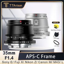 망원렌즈 TTArtisan 35mm F1.4 APS-C 수동 초점 카메라 SONY E FUJI XF Canon M Leica L Nikon Z Panasonic Olympus M, 01 Black