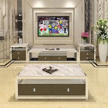 Mueble-스테인레스 스틸 소재 TV 스탠드 거실 모니터 스탠드 캐비닛 메사 + tv 테이블 + 커피 센터 테이블 + 2 캐비닛