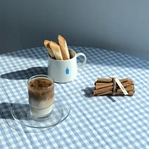 헤이버터 원형테이블보 체크식탁보 피크닉매트-블루, M (140*130), 블루