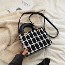 여성 사각형 숄더 크로스백 스퀘어 핸드백 체크 무늬 가방