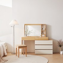 지앤퍼니 엘리스 LED조명 확장형 수납 화장대세트(거울포함), 일반화장대(LED없음), 화이트