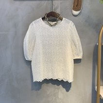 씨샵인더룸 / 리틴 레이스 펀칭 퍼프 반팔 블라우스 2color