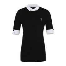 PGA TOUR&LPGA 여성 소매 포인트 니트 티셔츠(L202KT607P)