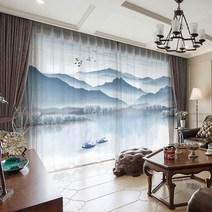 창문 패드 신 중국식 커튼 사포장 주와 침상 쌀 유행 수묵 산수화 스트릿 서재 4044849869