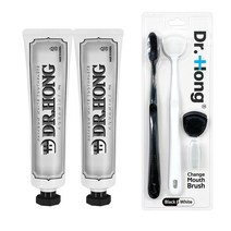 닥터홍 레인보우 미백치약 150g 2개 + 마우스브러쉬 블랙앤화이트 4P 2개세트, 미백치약 2개+마우스브러쉬 블랙앤화이트 2개세트