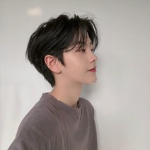 남성 웨이브 부분 항암모자 정수리 긴머리가발 똑딱이, 흰색