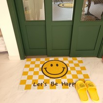 코메샵 스마일 코일매트 발코니 베란다 매트 현관매트 600*400, 1-9 노랑스마일씨 사각얼굴, 코일매트600x400