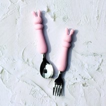 티어제로 부드러운 실리콘 스푼포크세트(래빗)-핑크, 상세페이지 참조