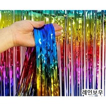 해피버스데이 생일파티 풍선장식 가랜드 4종세트, 벽장식 수술커튼-은박레인보우